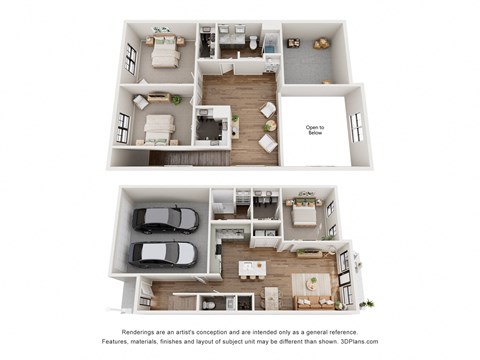 Floor plan for 3 beds, 2.5 baths, 1732 sqft